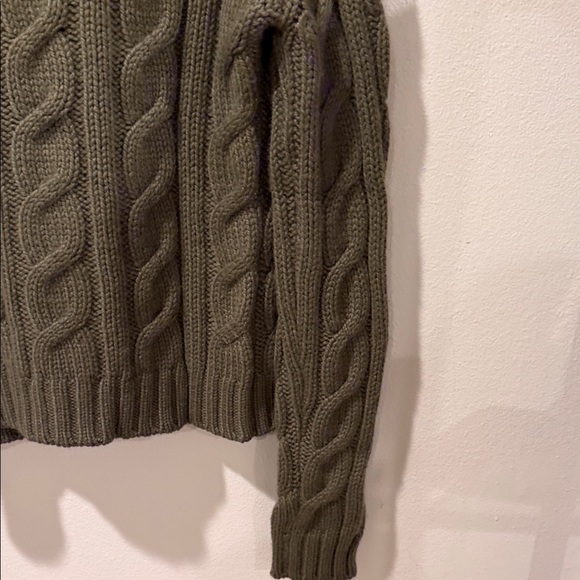 Barneys New York Olive Cable Knit Sweater - Picture 11 of 13